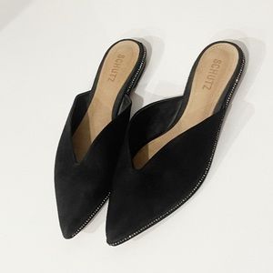 Schutz Mollie Black Suede Studded Loafer